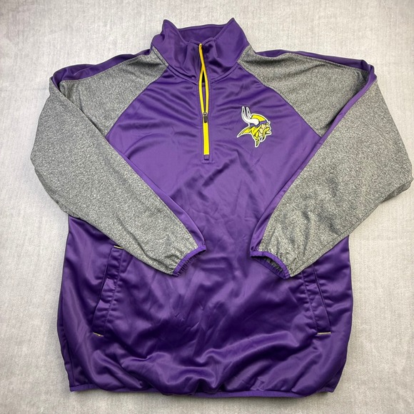 NFL Other - NFL Minnesota Vikings Mens XL Quarter Zip Pullover Jacket Purple Gray Colorblock